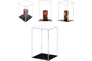 MEEC Vitrine en Acrylique Transparent, Boîte de Comptoir de Montage avec Base Noire, Vitrine de Protection Anti-Poussière Pour Figurines d'action, Jouets à collectionner (15x15x25CM) 001#