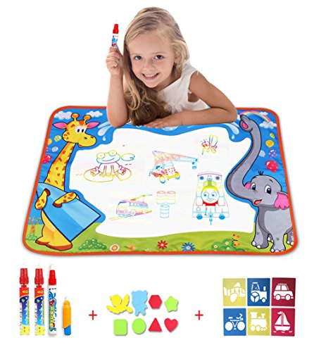 AEVEA 72*52CM Magia Doodle Comida/Agua Dibujo Pintura Comida, Pizarra mágica Comida Doodle Deluxe Maxi Pad Pack de 4 bolígrafos para Pizarra mágica