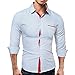 Produktbild Hemden Herren LUCKYCAT Luckycat Herren Hemd Slim Fit Diamant-Gitter Karohemd Kariert Langarmshirt Freizeit Business Party Shirt für Männer (Weiß, Large)