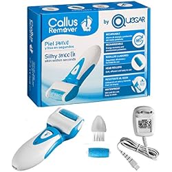 QUEGAR Aparato de pedicura eléctrico para quitar durezas de los pies. Eliminador de callos y eliminador de durezas, cuidado de pies RECARGABLE. lima electrica, NO COMPATIBLE con rodillos dr. scholl