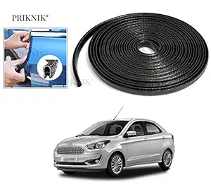 PRIKNIK Car U Shape Edge Trim Rubber Strip Seal Protector Car Door Edge Guards (16 ft/5 m, Black) Compatible with Ford Figo Aspire