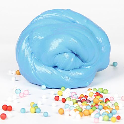 Fluffy Slime Kit - 1Pack Of Putty Floam Slime with Storage Container Sensory Play Stress Relief Toy + 1Pack Of Colorful Foam Balls for Kids and Adults , No Borax with Nice Fragrance (Baby Blue)