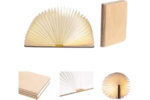 ‎LEDR LEDR® - Buchlampe Book Lamp LED Buch Lampe Nachttischlampe Nachtlicht dekoratives Licht - USB Kabel enthalten - Wasserdicht - 100% DuPont™ Tyvek® Recyclingpapier (Ahornfarben: 21 x 17 cm)