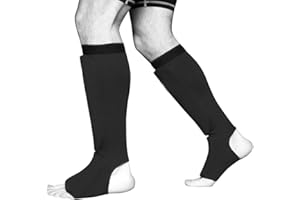 SOO Muay Thai MMA Kickboxing shin Guards, Elite Sports Instep Guard Sparring Protective Leg shin Kick Pads for Kids & Adults (L, Black)