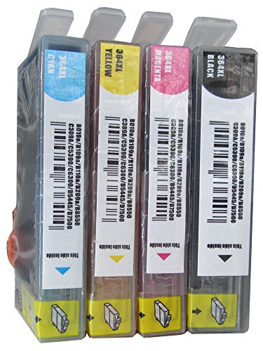 ESMOnline 4 Komp. Druckerpatronen mit Chip Ersatz für HP364 HP364XL 1 x Schwarz 1 x Blau 1 x Rot 1 x Gelb