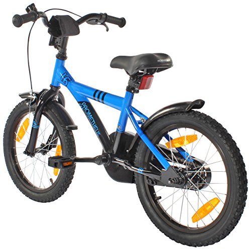 PROMETHEUS Kinderfahrrad 16 Zoll Jungen in Blau & Schwarz mit Stützrädern | Seitenzugbremse und Rücktrittbremse | ab 5 Jahren | 16“ BMX Edition 2017 - 8