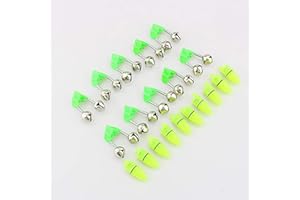 TBEST bite alarm,Fish Ring Bite Double Bells, 10x Night Fishing Accessory LED Light Rod Tip Fish Ring Bite Double Bells Fishing Bite Alarm