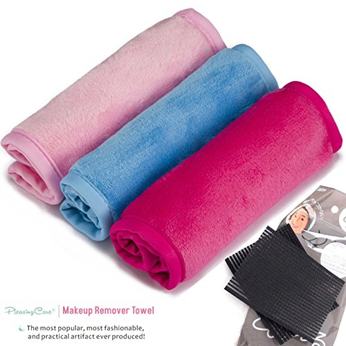 Make-up Entferner Tuch 3 Pack – Chemical Free – Bewegen Sie Make-up sofort nur mit Wasser – Wiederverwendbare Gesichtsreinigung Handtuch – Geld-zurück-Garantie (1Pink+1Blue+1Rosy) - 6