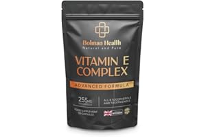 BOLMAN HEALTH Vitamin E Complex Capsules | Full Spectrum with All 8 Tocopherols & Tocotrienols | 255mg High Strength Formula | Antioxidant Support | 120 Vegan Capsules | Non-GMO | Made in UK