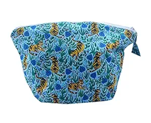 HVE Womens Tiger Print Makeup Pouch | Stylish Pouches for Makeup Accessories & Travel Organizer | Cosmetic Pouch | Toiletry Make up Bag for Girls ( 25x14.5x7 )cm