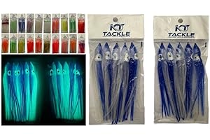 KT TACKLE 10 individual sea fishing lures, muppets, 12cm skirts, glow in the dark, luminous. 20 styles avaliable.