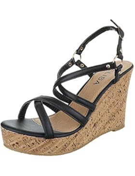 Keilsandaletten Damenschuhe Plateau Keilabsatz/ Wedge Keilabsatz Schnalle Ital-Design Sandalen / Sandaletten