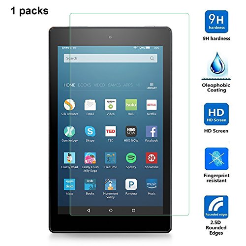IVSO neue Fire HD 8 2017 Displayschutz, 9H Hardness aus, Klar Anti-Kratz, Glas Folie Schutzfolie Glas Panzerfolie Displayschutzfolie Für Das neue Fire HD 8 (2017), 20,3 cm (8 Zoll) HD Display Tablet, (1 Packungen x) - 2