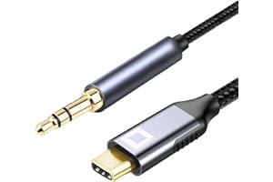 CO2 Kabel USB-C do Mini Jack 3,5 mm AUX z Przetwornikiem DAC 128 kHz HD, Najwyższa Jakość Dźwięku, Aluminium Space Grey, Adapter Kompatybilny z iPhone, MacBook, iPad Pro, Samsung (1m)