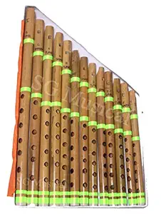 SG Musical 13 Pc Straight Bansuri Set, Bamboo Indian Flutes Set
