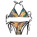 Produktbild Women's Thong Bikini Suit Swimsuit Tropical Leaf Mosaic Sexy Bikini Set 2 Piece