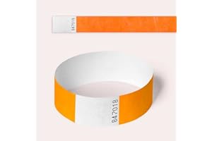Tyvek Wristbands, 100 Pack by AA Wristbands for Parties, Security, Festivals, Events, Paper Like Wrist Bands (Neon Orange)