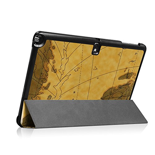 Fintie Samsung Galaxy Note 10.1 2014 Edition / Samsung Galaxy Tab Pro 10.1 T520 T525 Hülle Case – Ultra Slim Lightweight superleicht Stand Smart Shell Schutzhülle Cover Tasche Etui mit Auto Schlaf/Wach Funktion, Landkarte Braun - 5