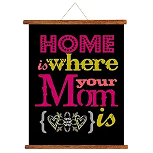 Yaya Cafe Mothers Day Gifts Home is Where Mom is Scroll Greeting Card for Mother Wall Hanging Decor | Mom Birthday Gifts - 15x20 inches