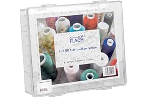 NÄHWELT FLACH Garnbox für 80 Garnrollen – Ungefüllt – Robust – Übersichtlich | Nähgarn-Box, Nähgarnhalter zur Aufbewahrung von Nähzubehör | Ideale Aufbewahrungsbox zur Nähgarnaufbewahrung von Garn-Konen