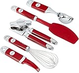 Kitchenaid Küchenhelfer-Set, Edelstahl, rot, 30 x 25 x 20 cm, 5-Einheiten