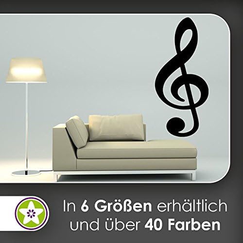 Kiwi Star Musical Note Melody Song Clock Note Wall Stickers Wall Stickers Wall Sticker available in 6 Sizes, 70_schwarz, 96 x 43 cm
