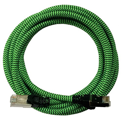 [i!®] 1m Premium Nylon Design Cat6 - Cat.6 Gigabit Ethernet LAN Netzwerkkabel | Internetkabel | DSL Kabel | Patchkabel | Lan-Kabel | RJ45 Stecker | 10/100/1000Mbit/s | kompatibel mit Cat5 und Cat7 | grün
