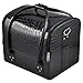 Professional Faux Leather Technician Cosmetics Case Makeup Bags, Easy Carry,Black