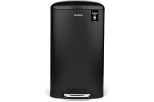 Les Collectors – Poubelle de Cuisine à Pédale N°867, Acier inoxydable, Capacité 40L, Sac compatible 50L, Compacte, Pratique, Fermeture silencieuse, Seau intérieur amovible, Finition Mat, Noire