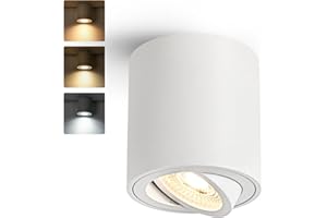 Gleonlux Faretto da Soffitto LED Orientabile Bianco, Faretti LED Soffitto Dimmerabile 5W GU10 3000K Caldo/ 4000K Neutro/ 6000K Freddo, Moderno Alluminio Faretto LED Interno Ø80x84mm