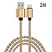 Produktbild Lightning Kabel Pro-E Nylon Android Ladekabel / Android kabel 2m/Smartphones Samsung Galaxy, Nexus, LG, Sony, Xiaomi, HTC, Motorola, Kindle, PS4 Controller,und mehr (Gold)