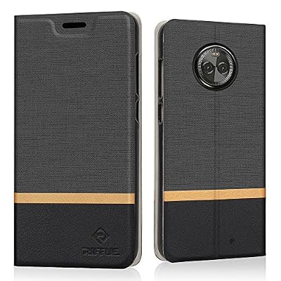 Riffue Coque Moto X4, Riffue Housse Etui Flip Portefeuille Rabat PU Cuir , [Protection Complète],Protecteur Cartes Case Wallet Antichoc avec Stand Cover pour Motorola Moto X4 - Noir