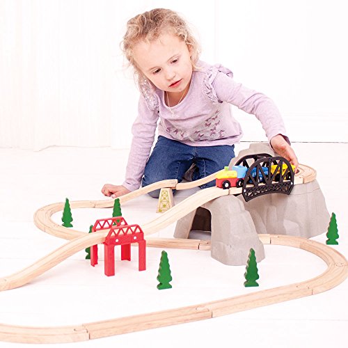 Bigjigs Rail Wooden Rocky Mountain Expansion Pack - Other Major Wooden Rail Brands are Compatible