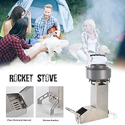 hinffinity Poêle À Bois Rocket Stove Camping Biomasse avec Pot Et Grill pour La Randonnée, La Randonnée, La RV Et La Survie, Poêle À Bois Auto-Alimentation