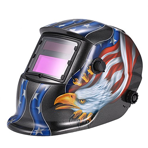 KKmoon Masque de Soudure Automatique UV/IR Protection jusqu'à 16 DIN à l'arc Mig Tig Broyage Aigle (Noir)