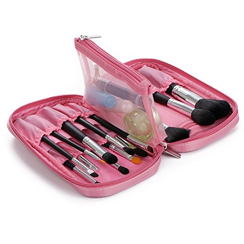Hotrose Multifunktionale Kosmetiktäschche Reise Kosmetiktasche Make-up Tasche für Pinsel Aufbewahrung(Rosa, Small)