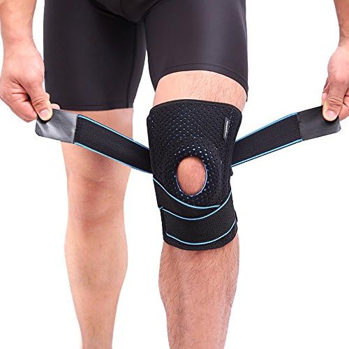 Knee Brace for arthritis, ACL and meniscus tear, Open-Patella Stabiliser, Adjustable Brace, Sports Leg Knee Support Brace for Sports Injury Rehabilitation &amp; Protection against Reinjury, running, walking, cycling, basketball, gardening,1PCS,Blue