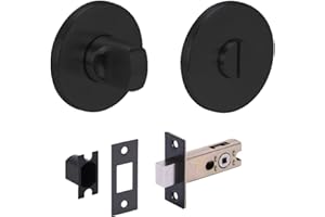 HUNTA HANDLEZONE® Stainless Steel Bathroom Toilet Door Kit - Turn with Blind Release - Black Matt Finish - 65mm Bolt with 45mm Backset