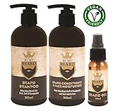 Beard Shampoo Conditioner Face Moisturiser Oil Complete Gift Pack Vegan Friendly