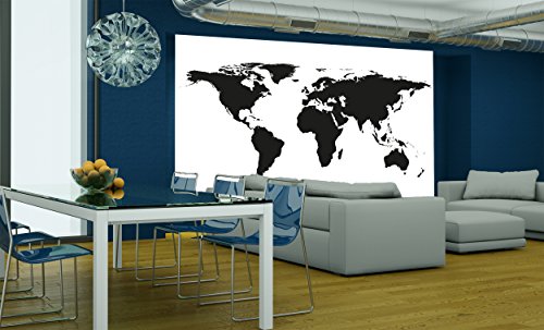 XXL Poster Weltkarte schwarz-weiß Wandbild Dekoration Landkarte Kontinente map of the world Globus Erde Welt Erdkunde| Wandposter Fotoposter Wanddeko Bild Wandgestaltung by GREAT ART (140 x 100 cm) - 7