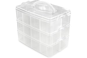 Vaessen Creative Boîte de Rangement - 24 Compartiments de Diverses Tailles - Plastique - 23,1 x 15,6 x 18,5 cm - pour Album Photo de Classe, Accessoires Diamond Painting et Scrapbooking