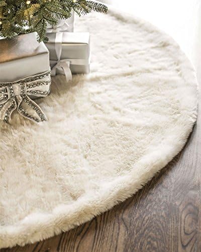 Jumrun White Christmas Tree Plush Skirt Holiday Tree Ornaments Decoration for Merry Christmas Party Decoration - 30 inches