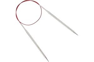 Reessy 5mm Circular Knitting Needles 60 cm Long, Stainless Steel Round Knitting Needle with Flexible Cable, Round Needles with Size Marked, Fixed Circular Knitting Pins for Knit Project