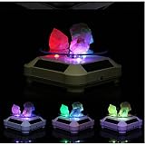 Zantec solarbetrieben 360 Grad drehbar Display Ständer mit Bunt LED-Licht Plattenspieler Display Ständer für Jewelry Ring Armbanduhr Handy Dekoration Schwarz