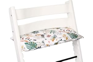 UKJE Coussin Compatible avec Stokke Tripp Trapp - Coussin pour Chaise Haute, Rembourrage pour Siège Bébé, Accessoires pour Chaise Haute, Housse de Siège, Tissu Enduit (1 Pièce, Singe Blanc)