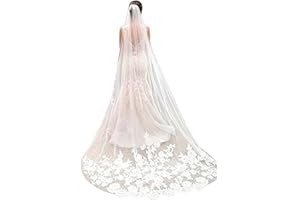 BOTONG Voile de mariage blanc ivoire longueur cathédrale bord en dentelle douce tulle 3 m de long voile de mariée avec peigne