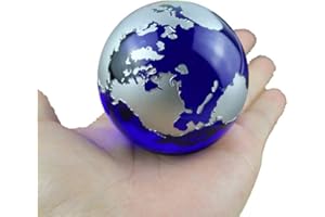 ‎BESOT Splitter Kristall Magic Kugel Globus Welt Karte Ball Handwerk 60 mm Glas Marmor Welt Globe Terrarium Figuren Home Office Decor (Grau)