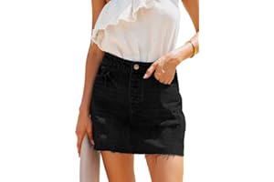 Alaster Queen Women's Denim Mini Skirt Ladies Pencil Bodycon High Waisted Ripped Jean Skirt
