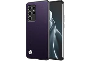 EASSGU Coque de Téléphone pour Samsung Galaxy S23 Ultra (6.8" inches), Etui en Cuir de Style Business - Violet foncé