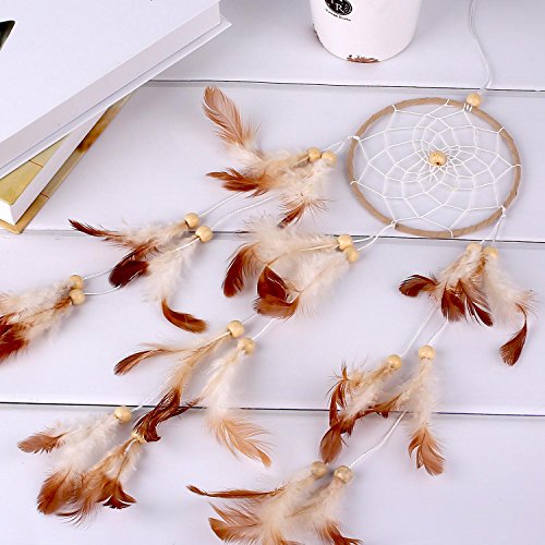 Soledi Dreamcatcher Indian Traumfänger gute Träume Geschenk und Dekoration für Haus (Kaffeebraun) - 2